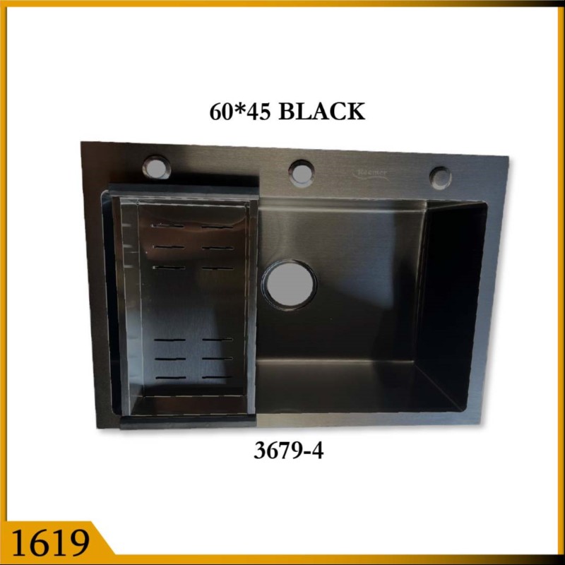 KITCHEN SINK HAND MADE 60*45 BLK (1619)